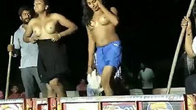 Traditional Indian village dance performance at night