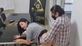 Boss dominates secretary with anal sex in the office