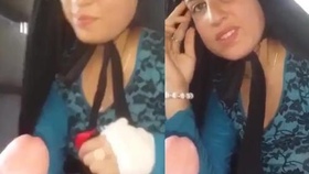 Stunning Pakistani girlfriend performs oral sex while exposing her breasts and intimate area in a car