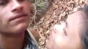 Young lovers engage in outdoor sex in a jungle village