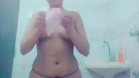 Adorable college girl demonstrates her breast reduction surgery recovery in 3i production