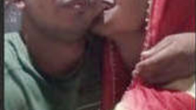 Indian couple shares intimate moments in rural setting