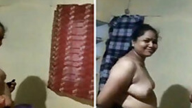 Desi man catches his fat wife with big XXX tits dressing for work