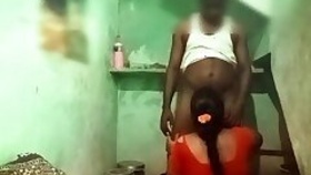 Tamil lady is cheating on a man in the bathroom.