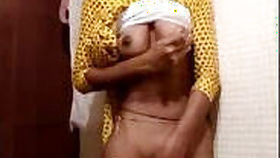 A horny girl with her self.