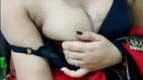 Desi Indian girl in sari presses her tits